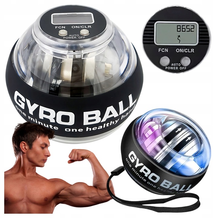 Powerball Kula Żyroskopowa Licznik LED do ćwiczeń nadgarstka Ściskacz RGB