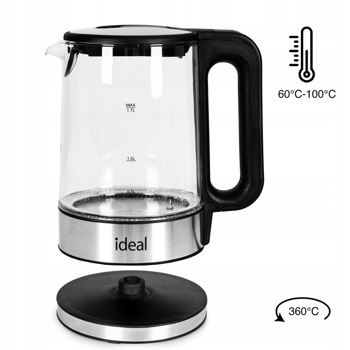 Czajnik elektryczny Ideal IK1103 2200 W 1,7 l czarny