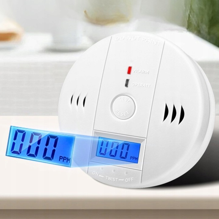 CZUJNIK CZADU GAZU DETEKTOR WYKRYWACZ TLENKU WĘGLA ALARM BEZPRZEWODOWY LCD