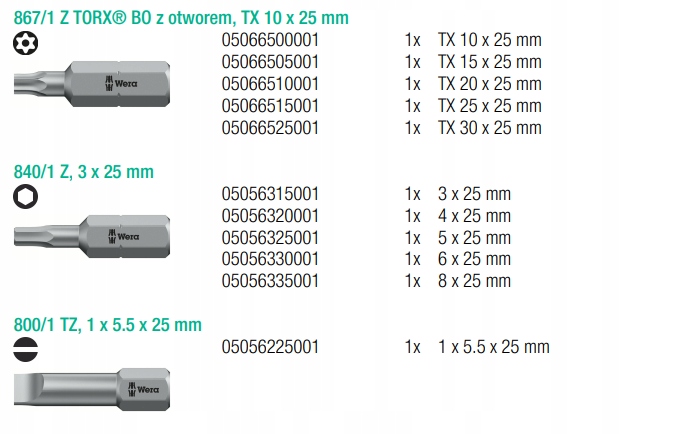 WERA ZESTAW GRZECHOTKI, BITÓW, NASADEK I RĘKOJEŚCI