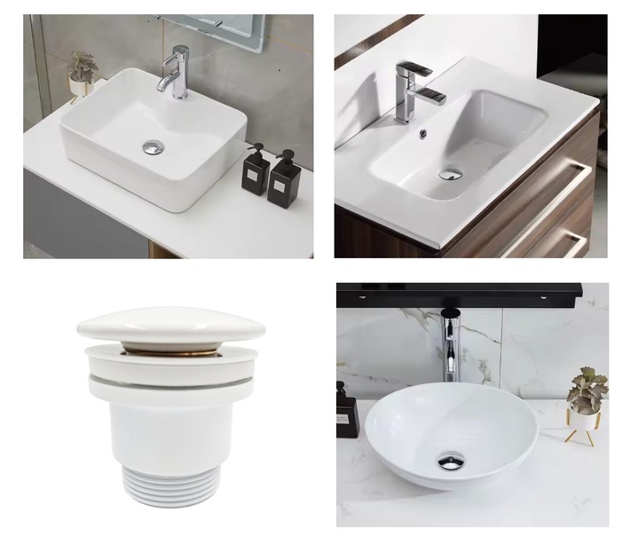 KOREK KLIK-KLAK Z PRZELEWEM BEZ PRZELEWU UMYWALKA BIAŁY CERAMICZNY