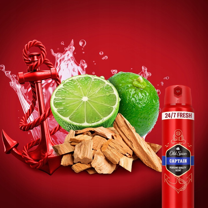 Old Spice Captain Dezodorant męski w sprayu, 6 x 150ml, 24h świeżości