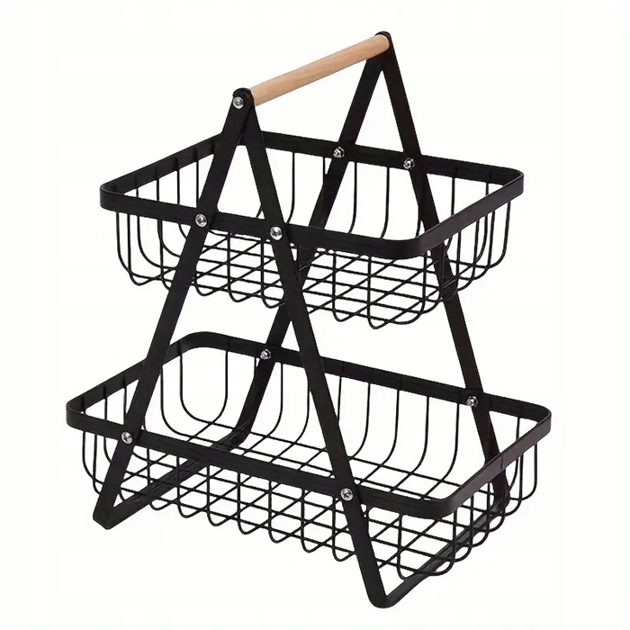 Patera Koszyk DWUPOZIOMOWY na owoce warzywa metalowy czarny 2 poziomy