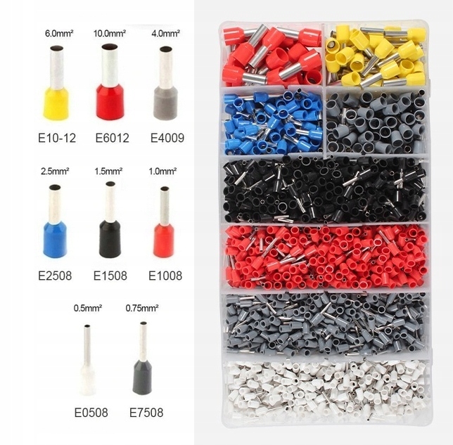 ZACISKARKA PRASKA DO KONEKTORÓW KABLI PRZEWODÓW 1800 SZT TULEJEK