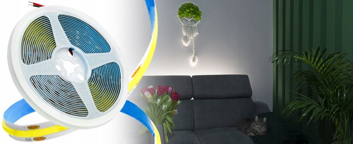 SAMOPRZYLEPNA TAŚMA LED NEON PASEK COB 12V NEUTRALNA 4000K 320diod /m