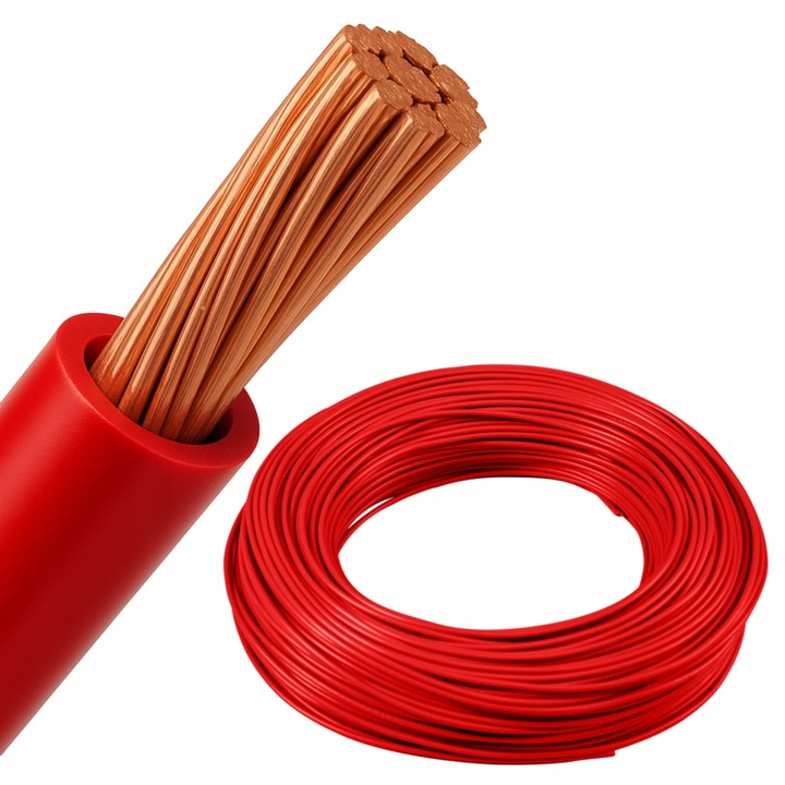 PRZEWÓD LINKA KABEL H07V-K LGY 1x50 50mm2 CZERWONY 750V MIEDŹ 1m