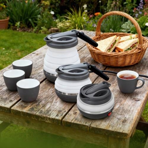 Czajnik Turystyczny Składany Silikonowy Szary AGD Drobne Do Kuchni