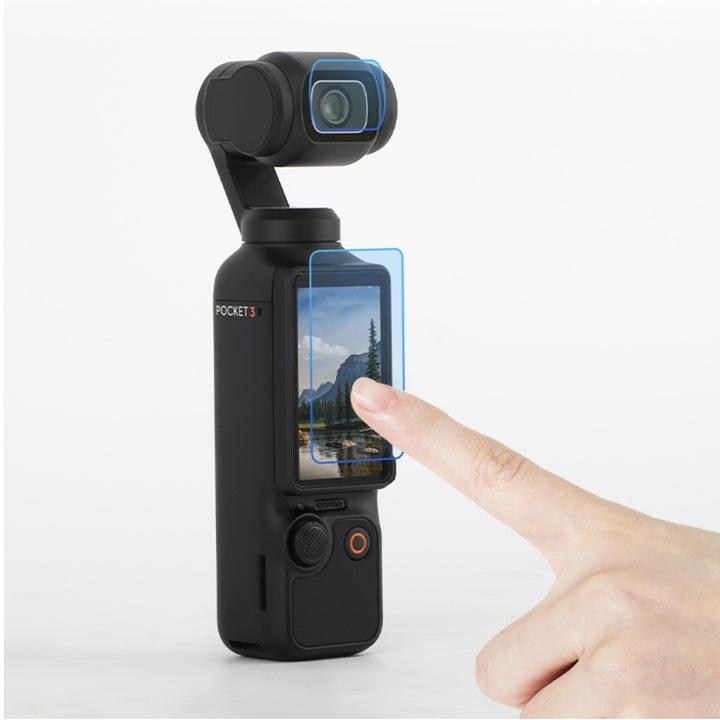 Szkło Hartowane 9H Na Obiektyw i Ekran do DJI OSMO POCKET 3 - 4 szt.