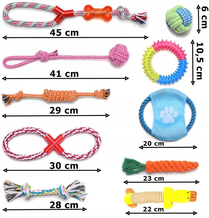 ZESTAW SZARPAKÓW ZABAWEK DLA PSA SZARPAK SZNUR PIŁKA GRYZAK FRISBEE 10 el.