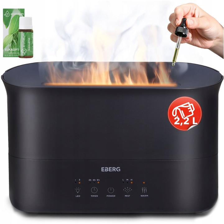 Nawilżacz powietrza EBERG LUMO 2,2l aromaterapia kominek 3D efekt