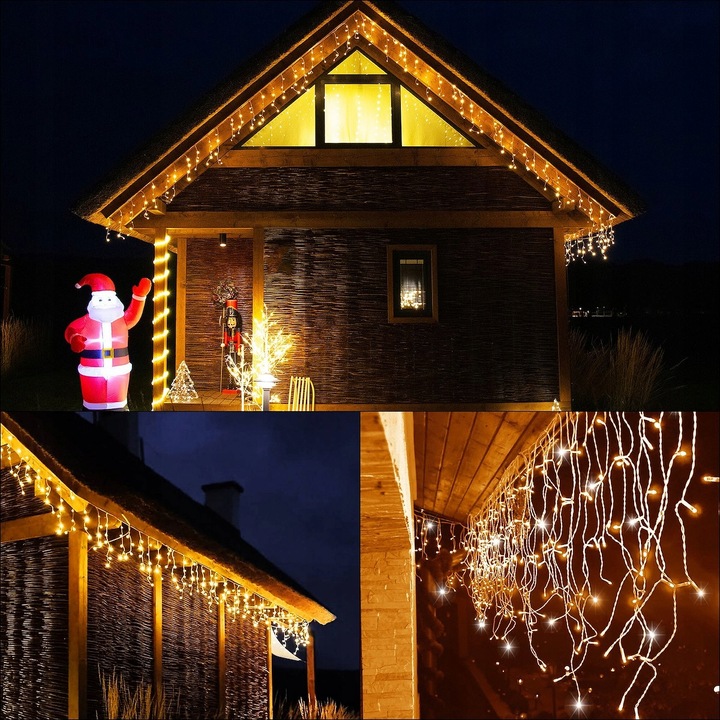 LAMPKI SOPLE CHOINKOWE 300LED KURTYNA ŚWIETLNA FLASH LED ZEWNĘTRZNY TIMER