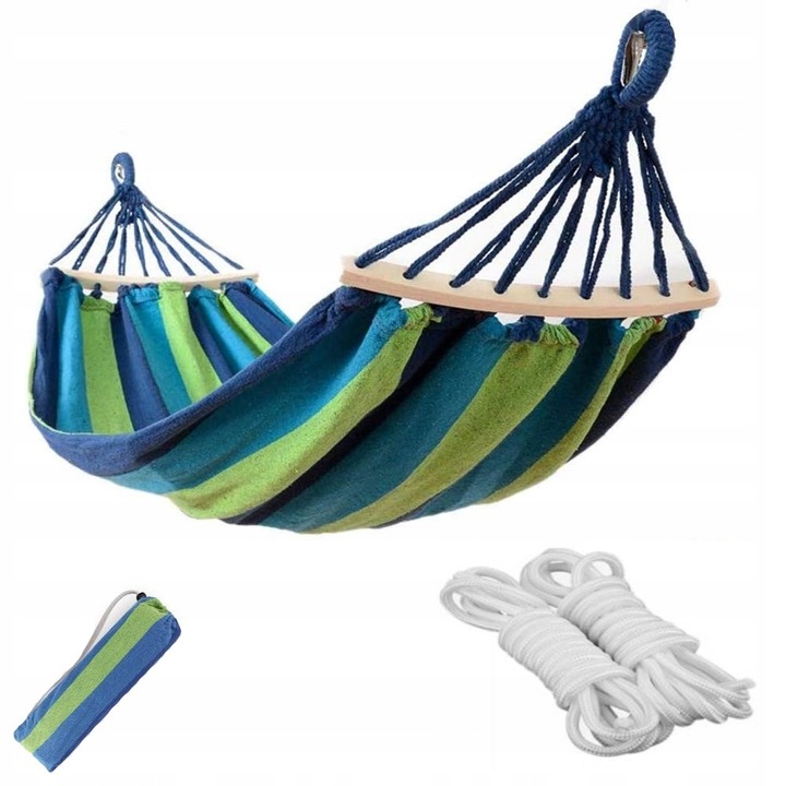 DUŻY HAMAK OGRODOWY NA STELAŻU 2-OSOBOWY WISZĄCY BUJAK HUŚTAWKA + POKROWIEC