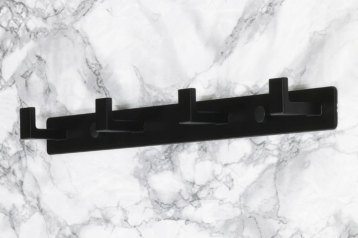 WIESZAK NA RĘCZNIKI ŁAZIENKOWY CZARNY LOFT SOLIDNY LISTWA Z 4 HACZYKAMI