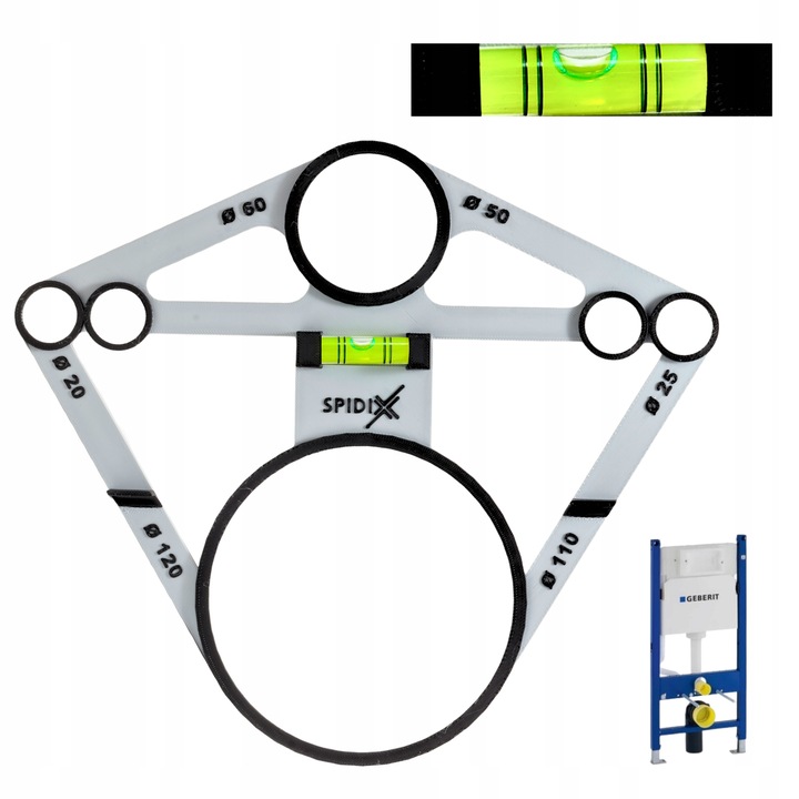Zestaw szablonów z poziomicami do Geberit/Puszki/Krzywki LIBELLA