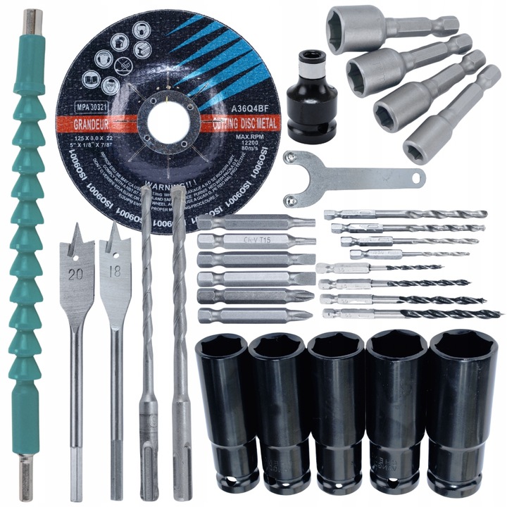 MEGA ZESTAW NARZĘDZI AKU 2X 4AH 21V 3w1 MŁOT KLUCZ UDAROWY SZLIFIERKA