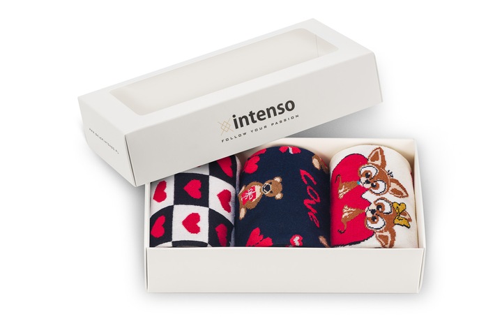 SKARPETKI WALENTYNKOWE DAMSKIE WALENTYNKI 3-PAK NA PREZENT DLA DZIEWCZYNY