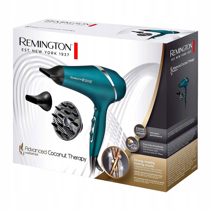 SUSZARKA DO WŁOSÓW REMINGTON Z DYFUZOREM JONIZACJA SENSOR Silnik AC-130km/h