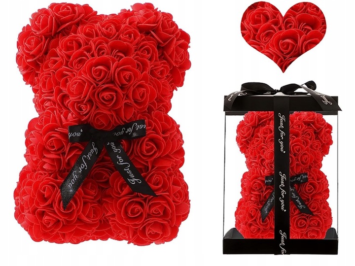 MIŚ Z PŁATKÓW RÓŻ PREZENT DUŻY PUDEŁKO ROSE BEAR RÓŻANY BUKIET KWIATÓW