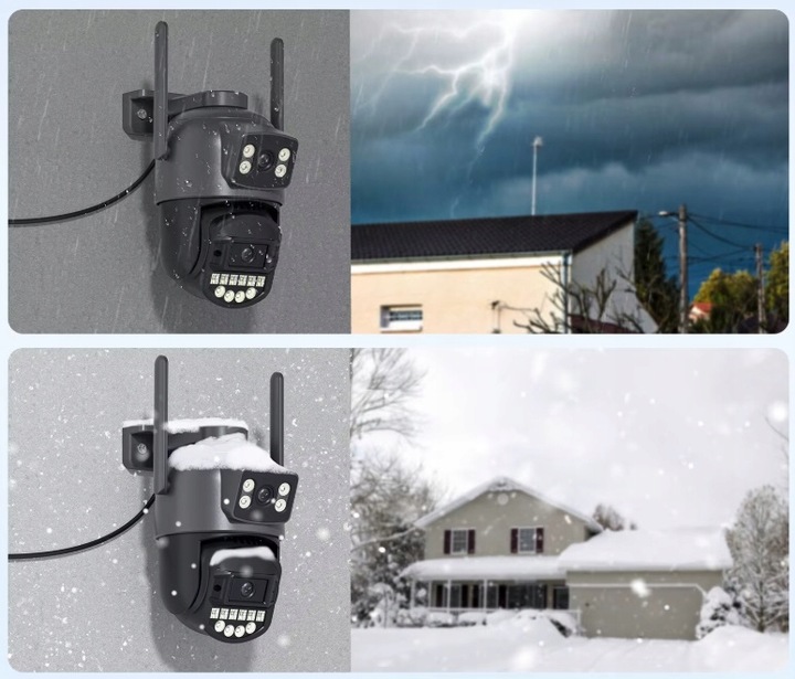 PODWÓJNA KAMERA ZEWNĘTRZNA FHD 2X5MP ZOOM OBROTOWA IP WIFI ALARM DETEKCJA