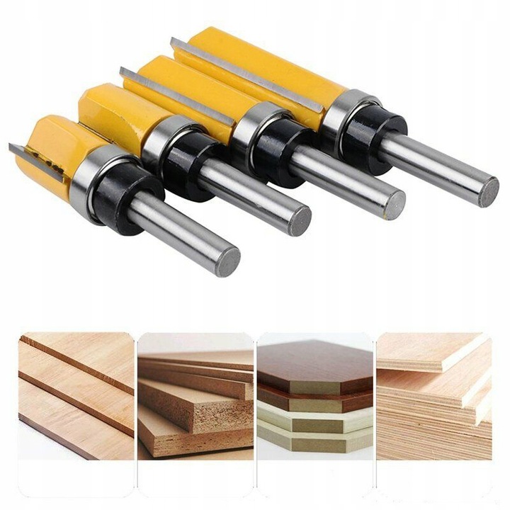 FREZ PROSTY KOPIUJĄCY Z ŁOŻYSKIEM DO DREWNA TRZPIEŃ 8 MM 4 SZT