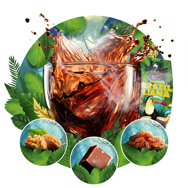 Kawa ziarnista 1kg BRAZILLIANA TOUCANO Świeżo Palona 100% ARABICA + GRATIS