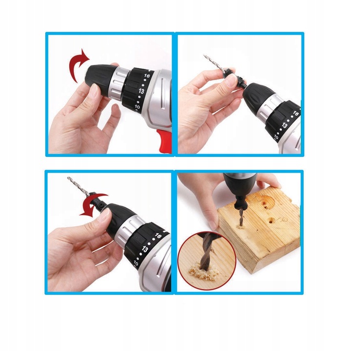 Wiertła do Drewna z Gzymką Fazownikiem + IMBUS nawiertaki z