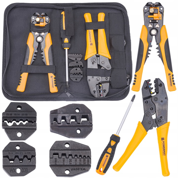 Zaciskarka Do Konektorów 5 Matryc 10-35 mm + Ściągacz do Izolacji 0,2-6 mm