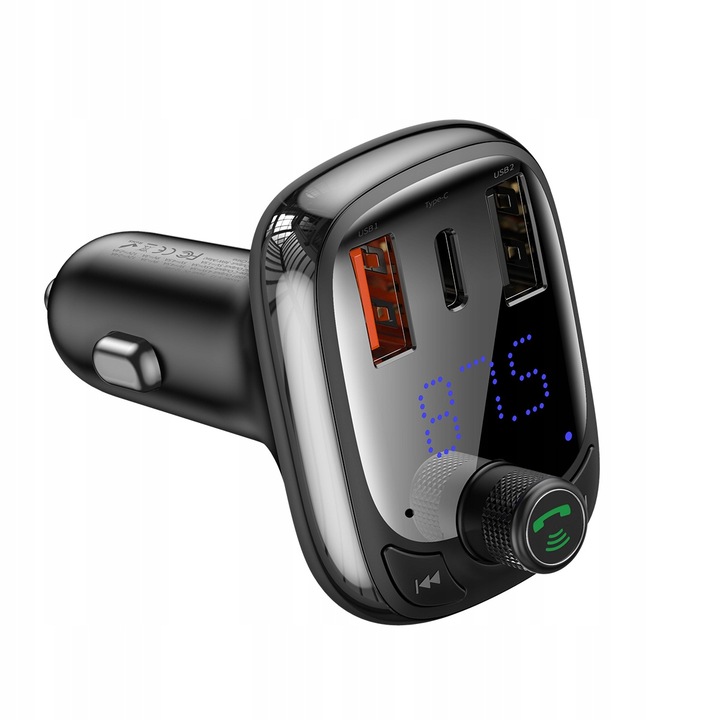 BASEUS TRANSMITER FM BLUETOOTH SZYBKA ŁADOWARKA 3x USB USB-C 36W PD QC