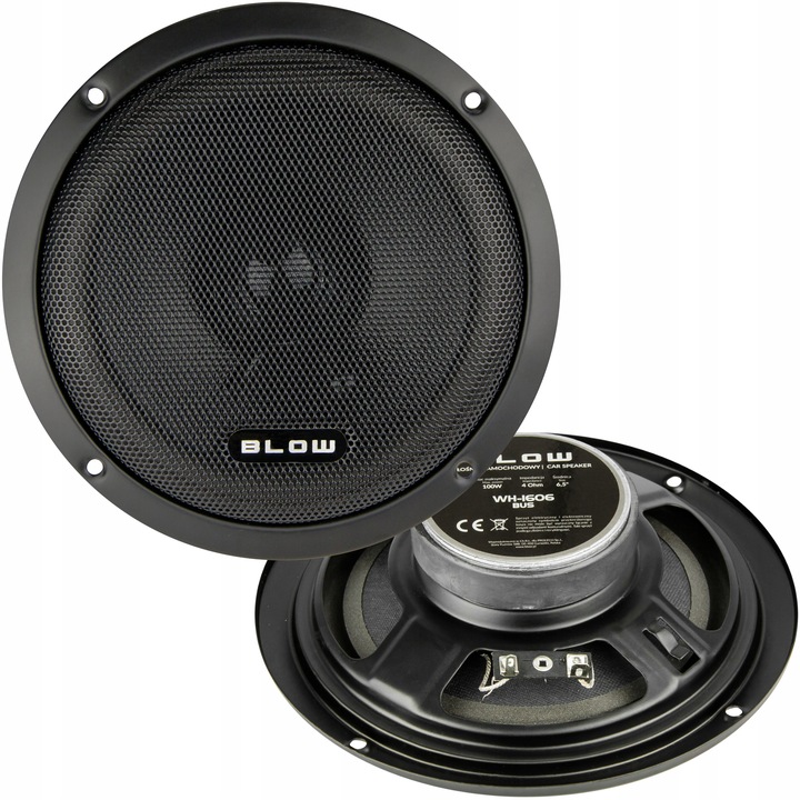 2x MOCNE GŁOŚNIKI SAMOCHODOWE 100W 6,5" 4Ohm 165mm 2 DROŻNE MASKOWNICE