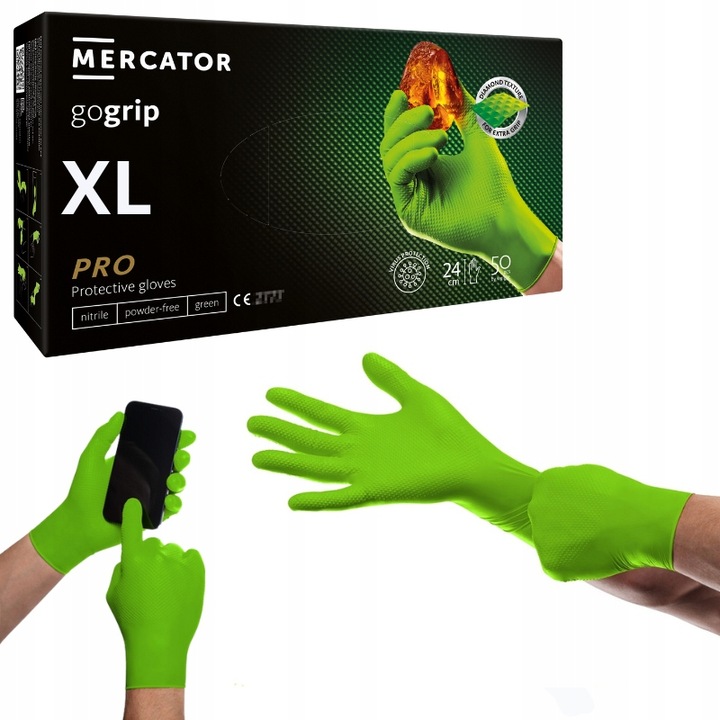 Rękawiczki MERCATOR GOGRIP OGRODNICZE green ZIELONE 50 szt. rozmiar XL