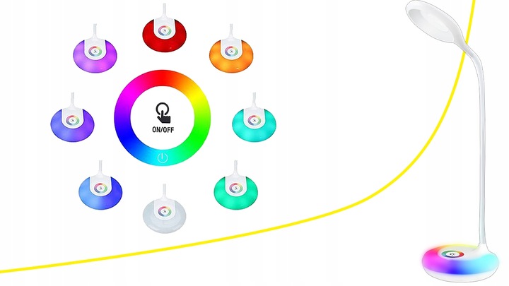 LAMPKA NA BIURKO LED LAMPA BIURKOWA STOJĄCA DO NAUKI DOTYKOWA USB RGB