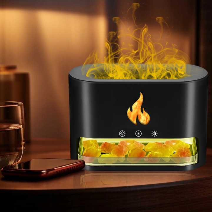 NAWILŻACZ POWIETRZA DYFUZOR KOMINEK LAMPKA NOCNA LED EFEKT PŁOMIENIA +