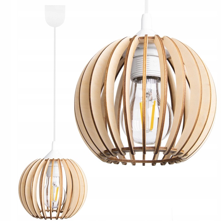 Klosz DREWNIANY do lamp na E27 LOFT DREWNO BOHO