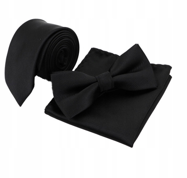 zestaw MUCHA męska +KRAWAT +POSZETKA czarne