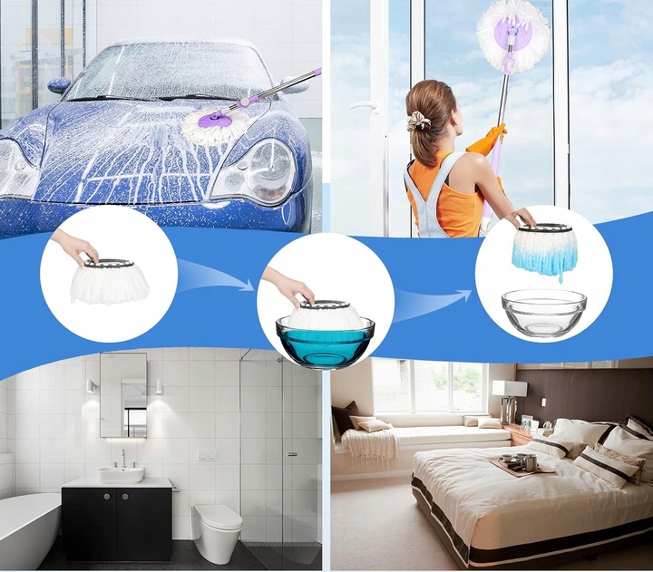 10x WKŁAD DO MOPA OBROTOWEGO CHŁONNA MIKROFIBRA OKRĄGŁY ZAPAS KOŃCÓWKA