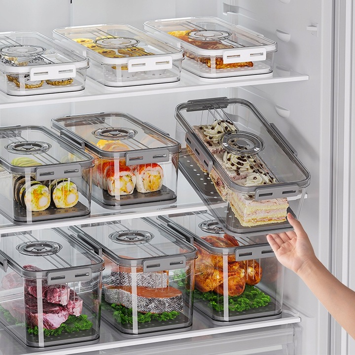 POJEMNIK NA ŻYWNOŚĆ DO LODÓWKI NA WĘDLINY SERY HERMETYCZNY Z DATOWNIKIEM