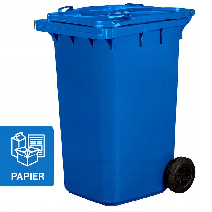 POJEMNIK KOSZ 240L NA ŚMIECI ODPADY BRĄZ NIEBIESKI