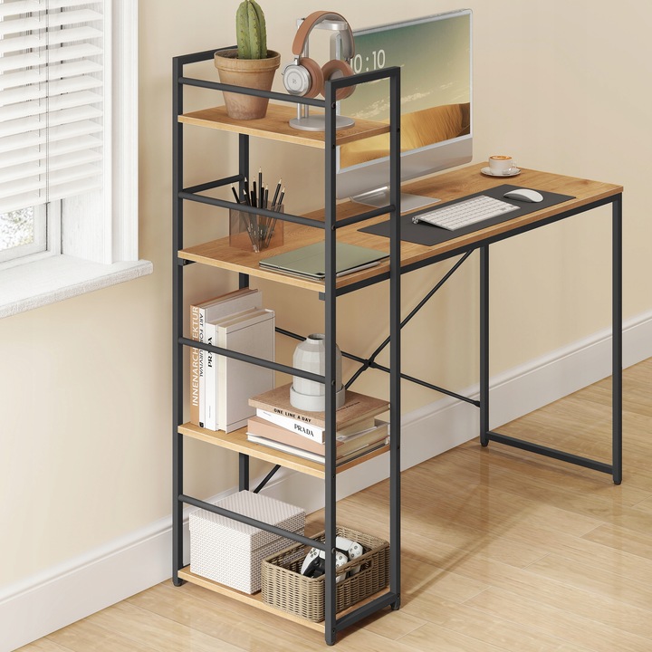 Biurko z Regałem MAX 4.0 Nowoczesne Loft Do Pokoju Biura Dąb