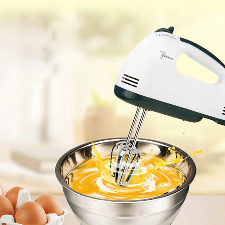 MIKSER RĘCZNY ROBOT KUCHENNY + 4 KOŃCÓWKI DUŻA MISA STOJAK 7 BIEGÓW