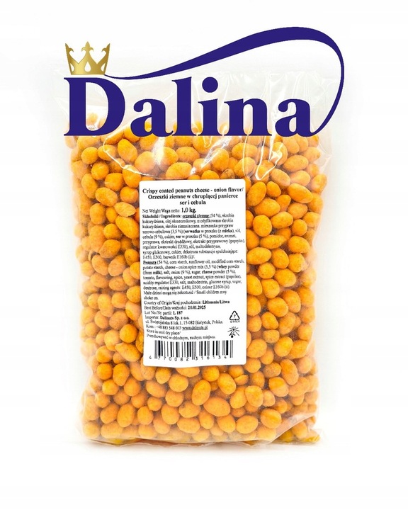 Orzeszki ziemne w chrupiącej panierce ser cebula 1000g SEROWO CEBULOWE 1KG