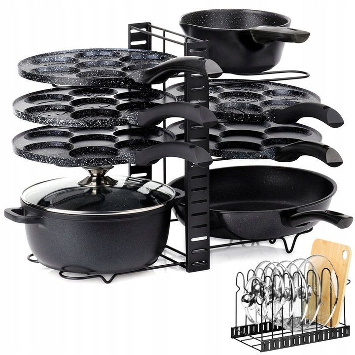 Stojak KUCHENNY organizer półka regał na garnki patelnie pokrywki