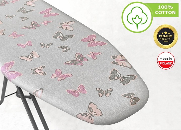 Pokrowiec na deskę do prasowania z motylami podkładem PREMIUM BAWEŁNA 100%