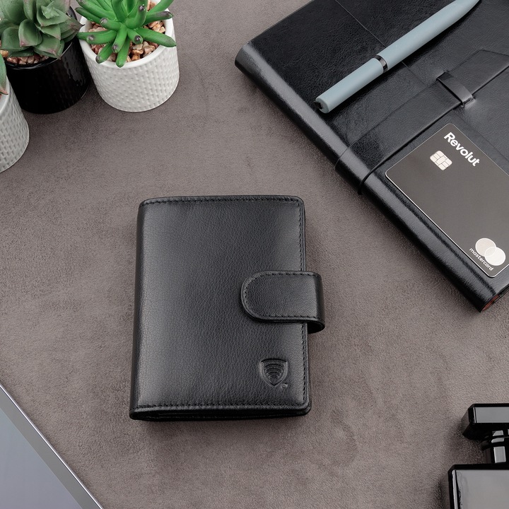 Pojemny PORTFEL MĘSKI Skórzany Pionowy OCHRONA RFID BLOCK Karty |