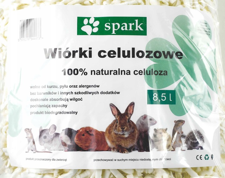 Wiórki Podłoże Celulozowe SPARK Ściółka Dla Królika Gryzoni 17l Żwirek