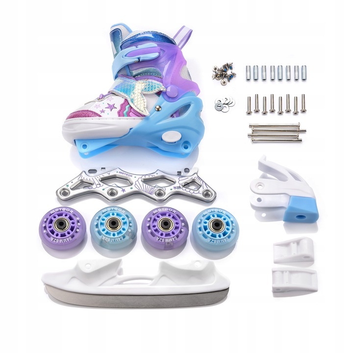 ROLKI 4w1 METEOR MERMAID XS 25-28 rolki łyżwy wrotki rolko-wrotki LED
