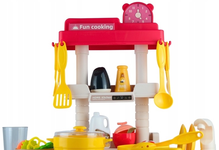 Duża Kuchnia Dla Dzieci 66 cm Kran Para Palniki + Akcesoria Spożywcze