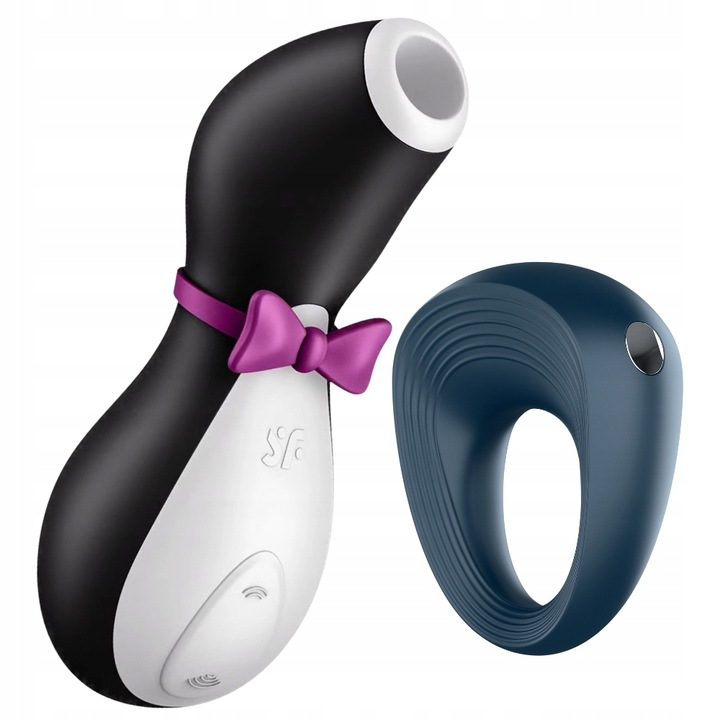 Masażer pingwinek Satisfyer Penguin + pierścień Power Ring zestaw dla par