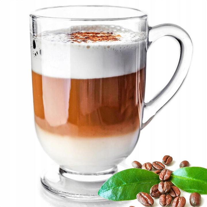 6x SZKLANKI DO KAWY LATTE HERBATY 300ml SZKLANKA KOMPLET Z UCHEM
