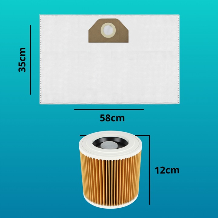 12x WORKI DO ODKURZACZA KARCHER WD3 WD 3 MV3 WD2 SE4001 KWD3 zestaw +