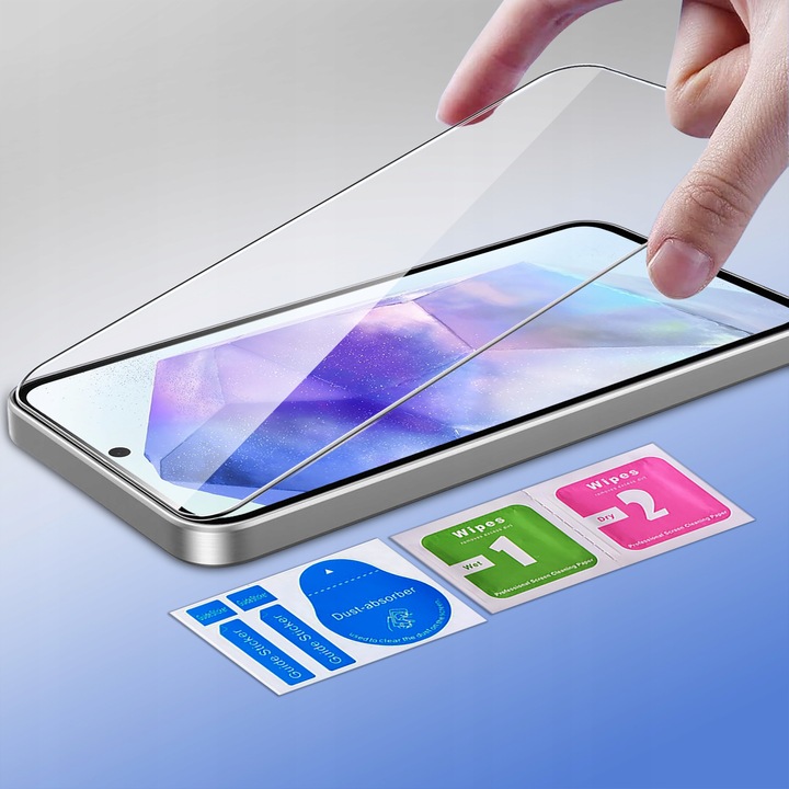 ZESTAW Etui do Samsung A53 5G | Matowe Czarne Silikon Slim +3 SZTUKI SZKŁO